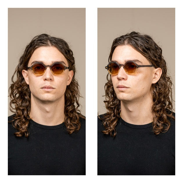Cole : lunettes de soleil en acétate de forme hexagonale de style vintage