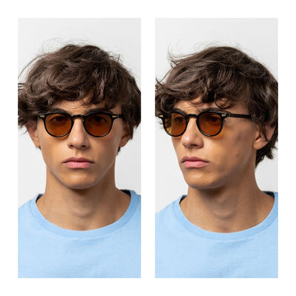 Gianni : lunettes de soleil en acétate de forme pantos de style vintage
